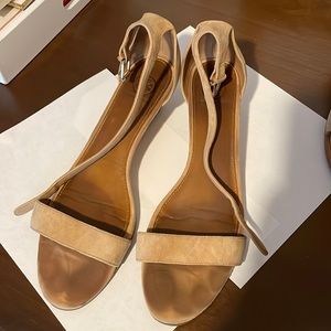 Tory Burch tan suede wedge sandals. Size 11